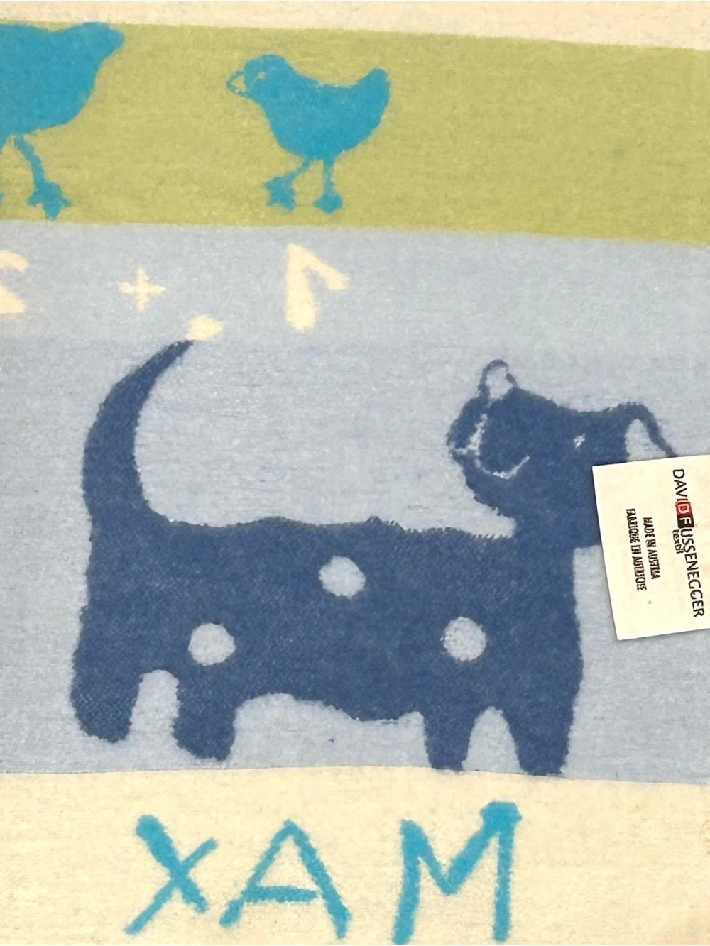 NWT David Fussenegger Striped Baby Blanket Kinderdecke Juwel  with Animal Print